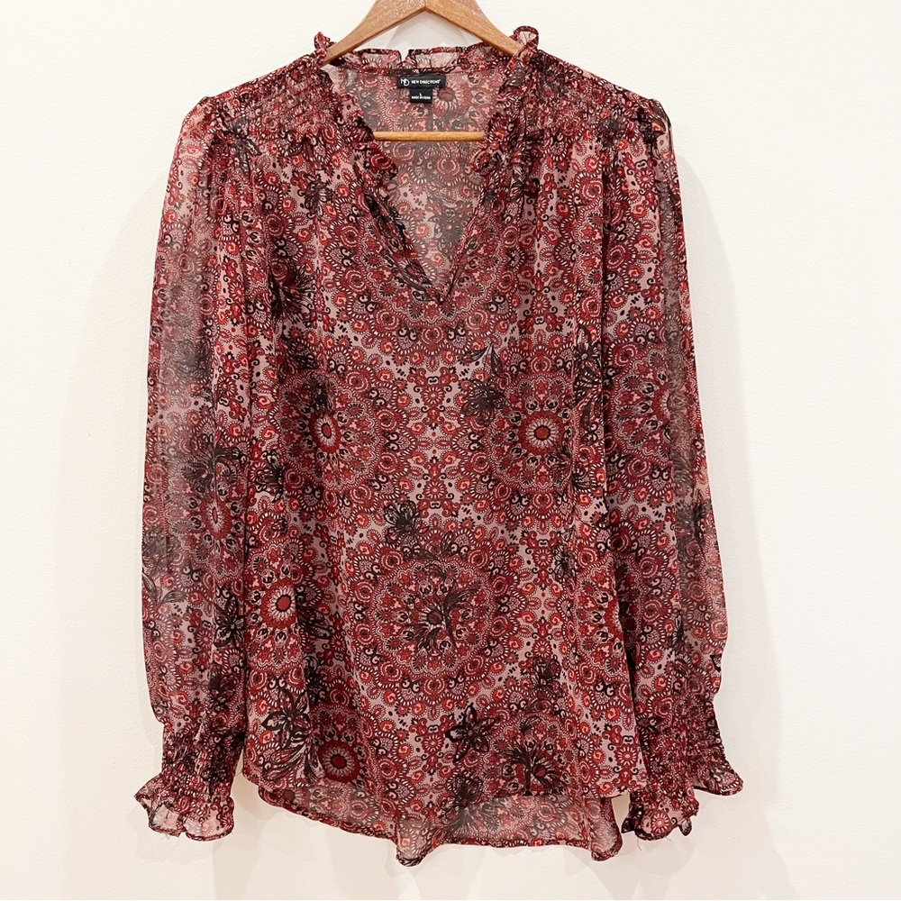 Women's Geometric Print Blouse - Red